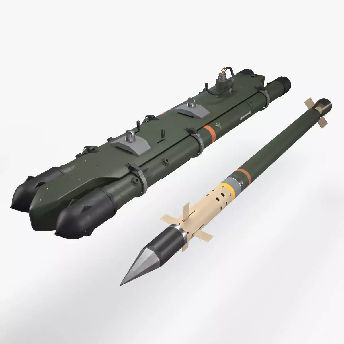 Launcher Mistraile With Missiles Low-poly 3D model