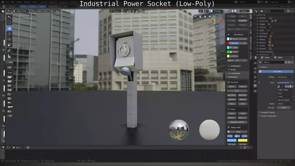 Industrial Power Socket Low-Poly Version Low-poly 3D model