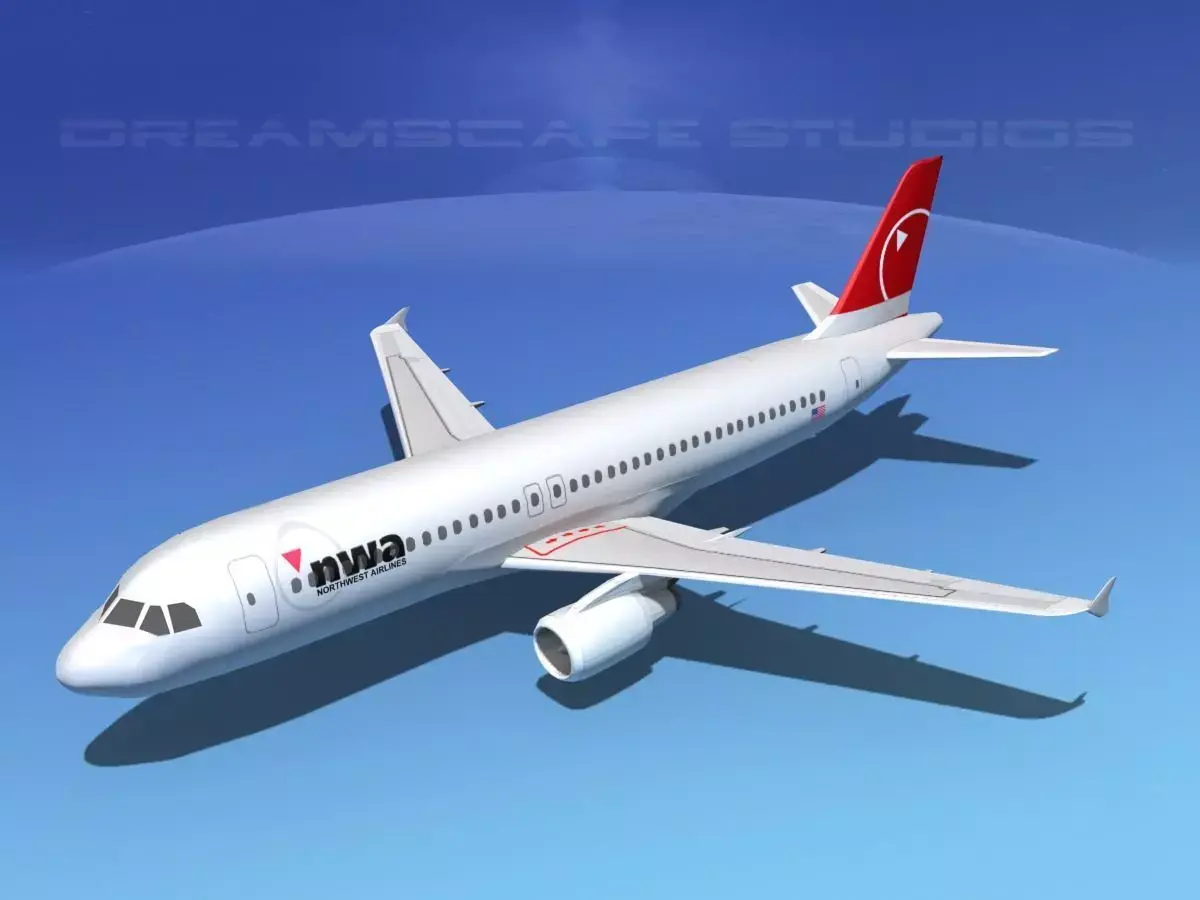 Airbus  A320 LP NWA Low-poly 3D model