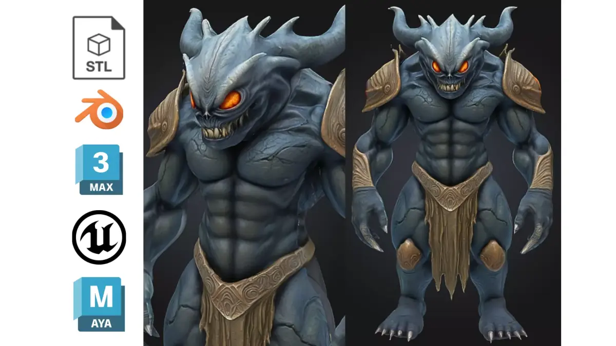 Horned Demon Monster Low-poly 3D model