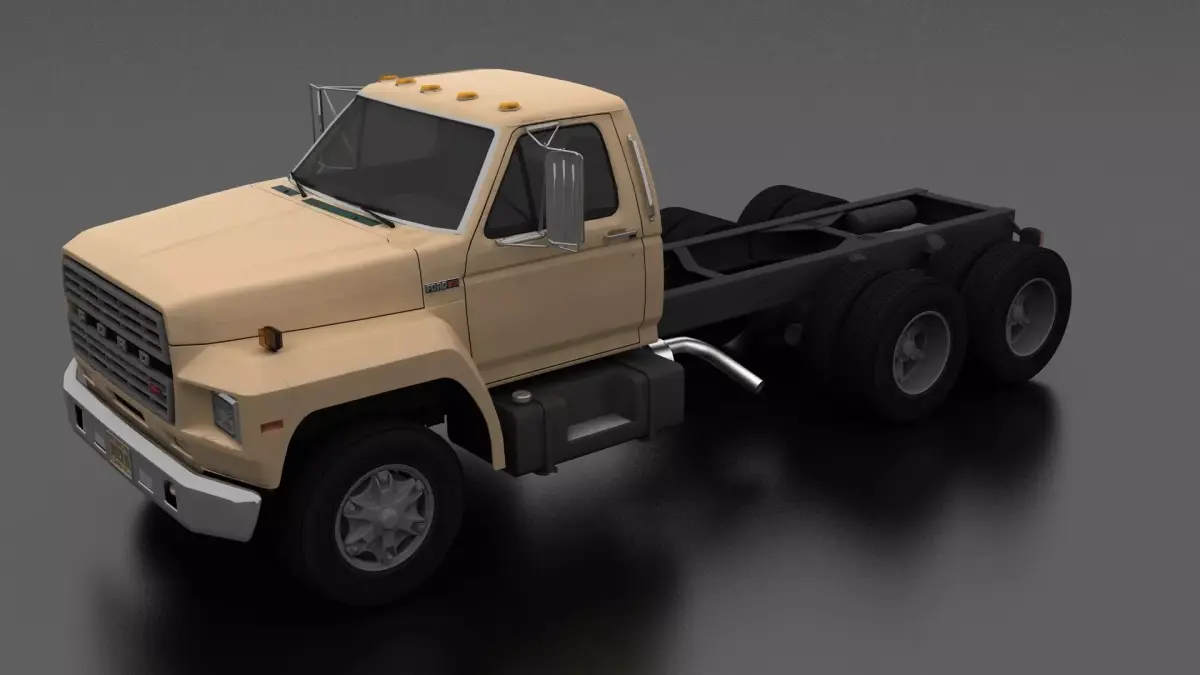 F-Series F-800 Truck Chassis Tandem Axle 1980 Low-poly 3D model
