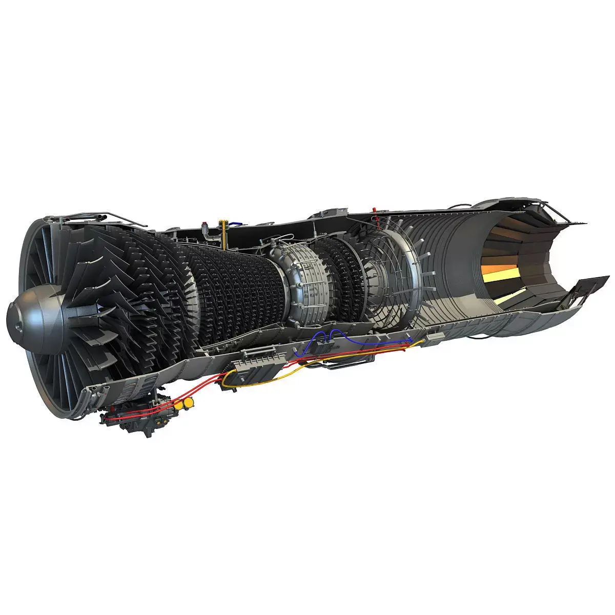 Turbofan Aircraft Engine Cutaway 3D model