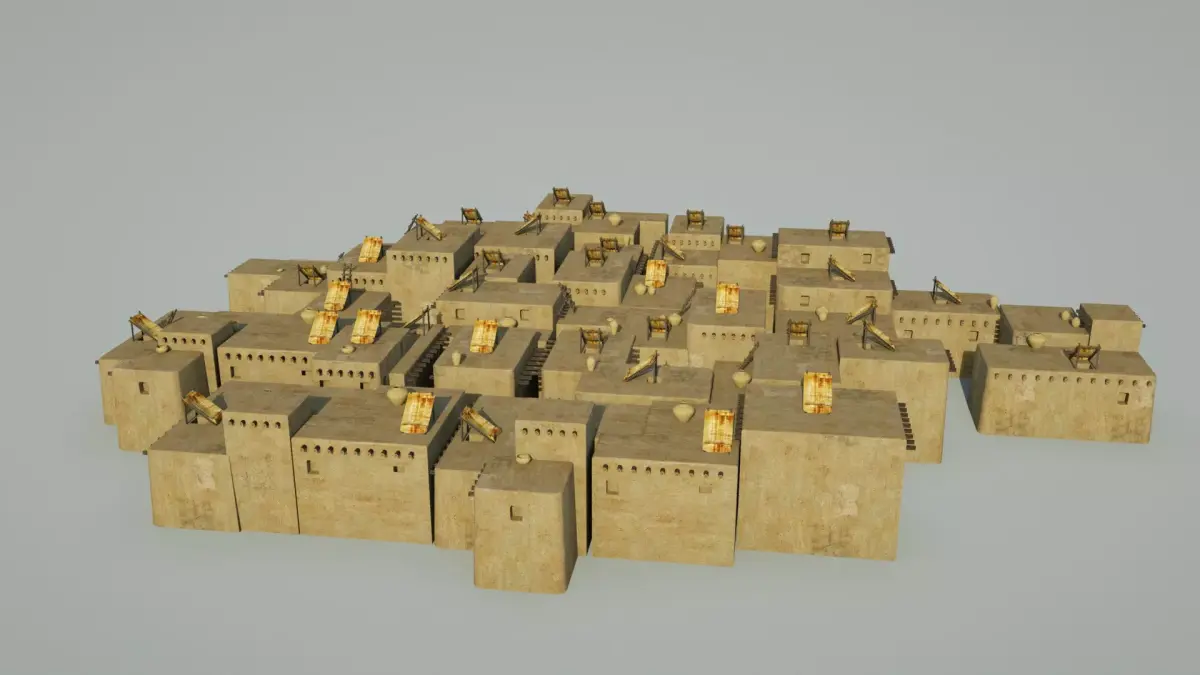 Prehistoric neolithic structures village 3D model