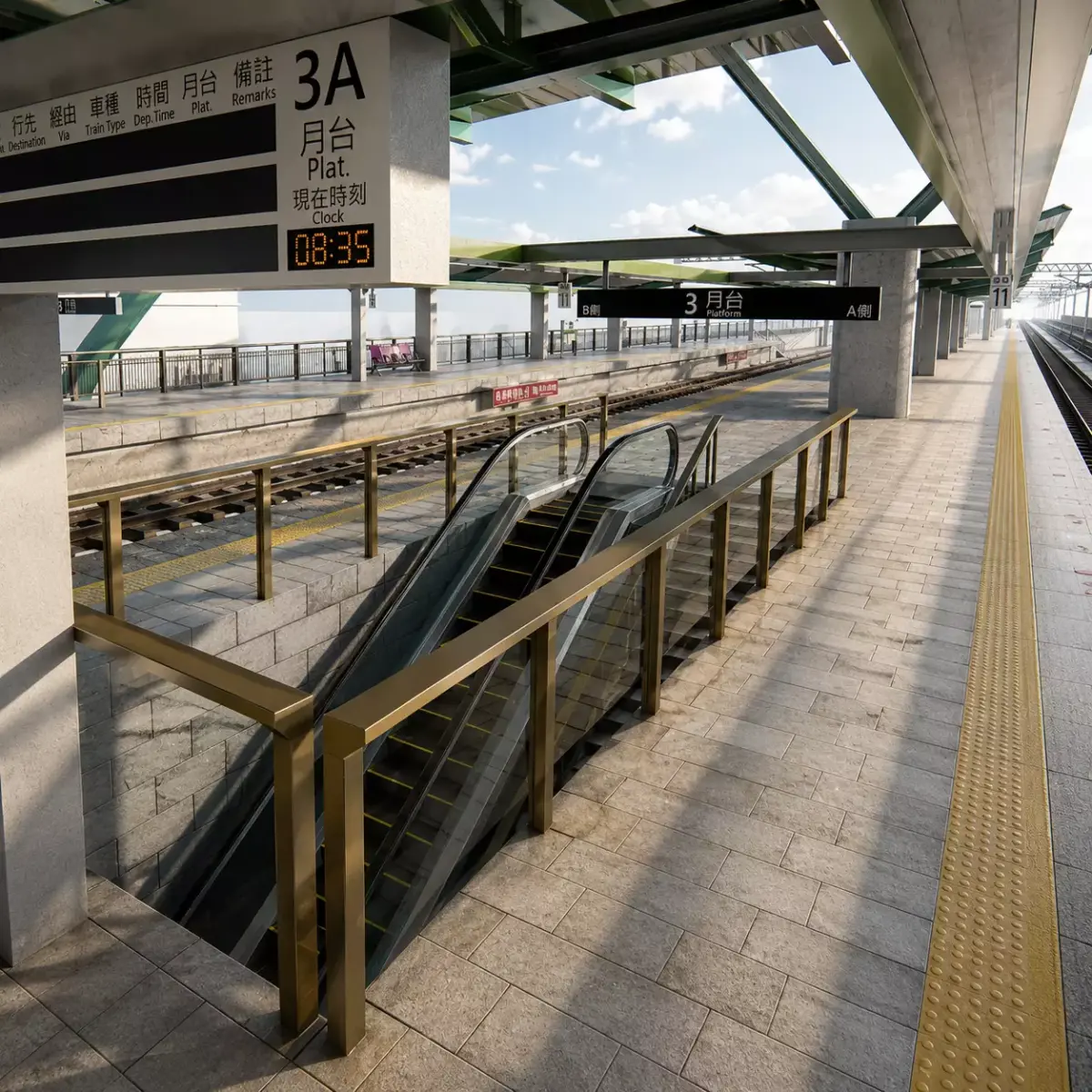 Modern Elevated Metro Station  Detailed Train Station 3D model