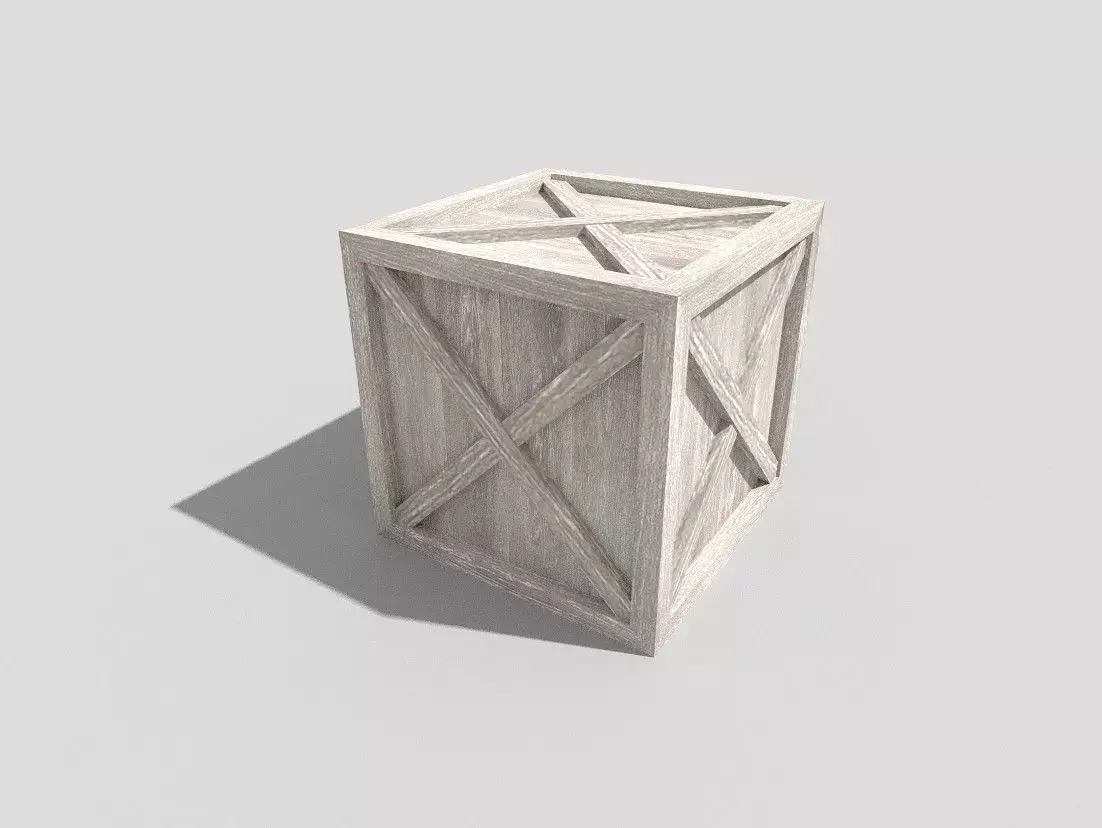 low poly wooden crate Low-poly 3D model 4