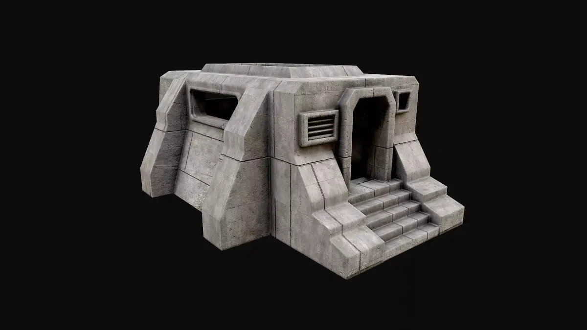 Military Concrete Bunker Base 5 Low-poly 3D model