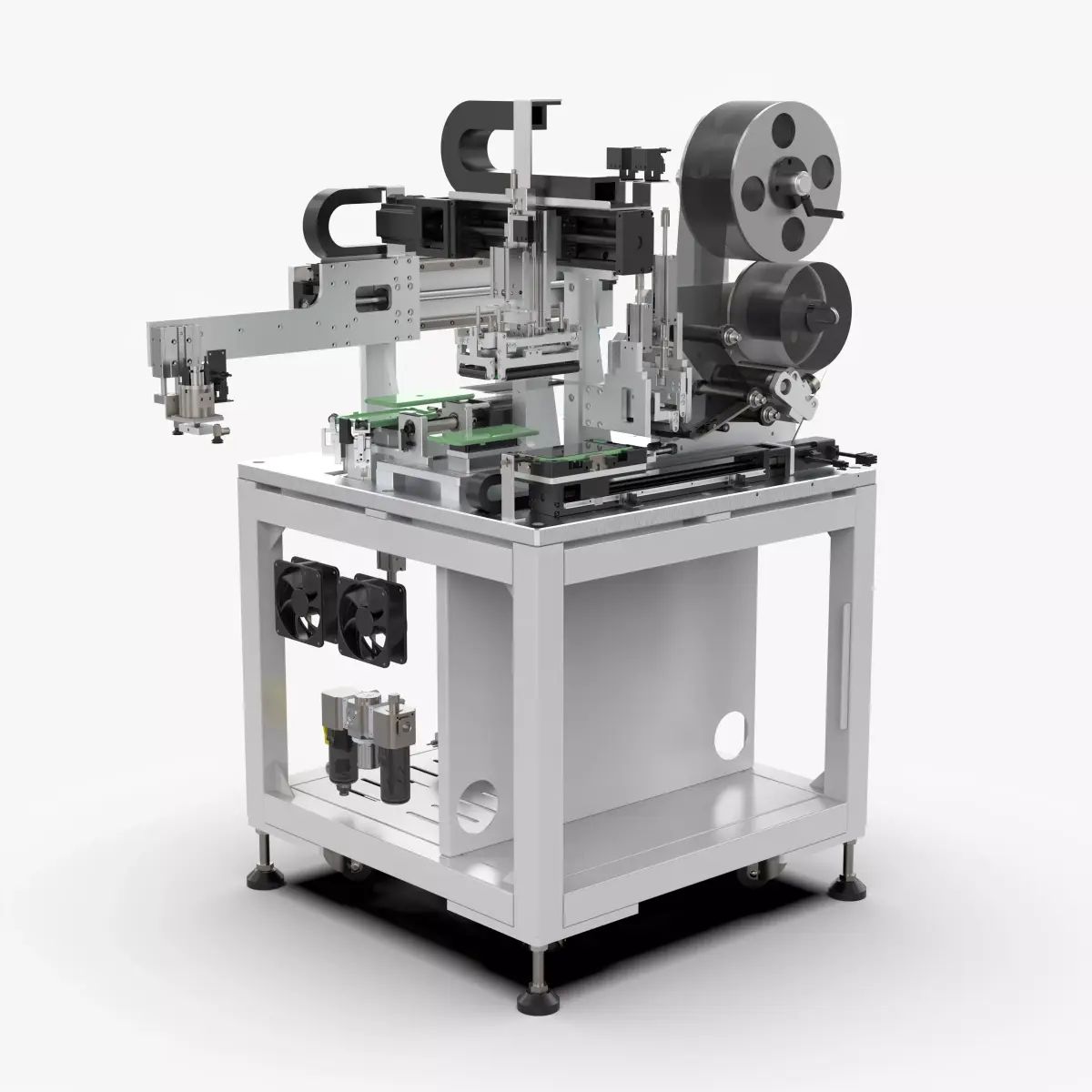 Automatic Front Side Bottom Film Sticking Machine 3D model