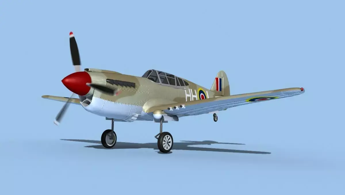 Curtiss P-40F Tomahawk V03 RAF 3D model