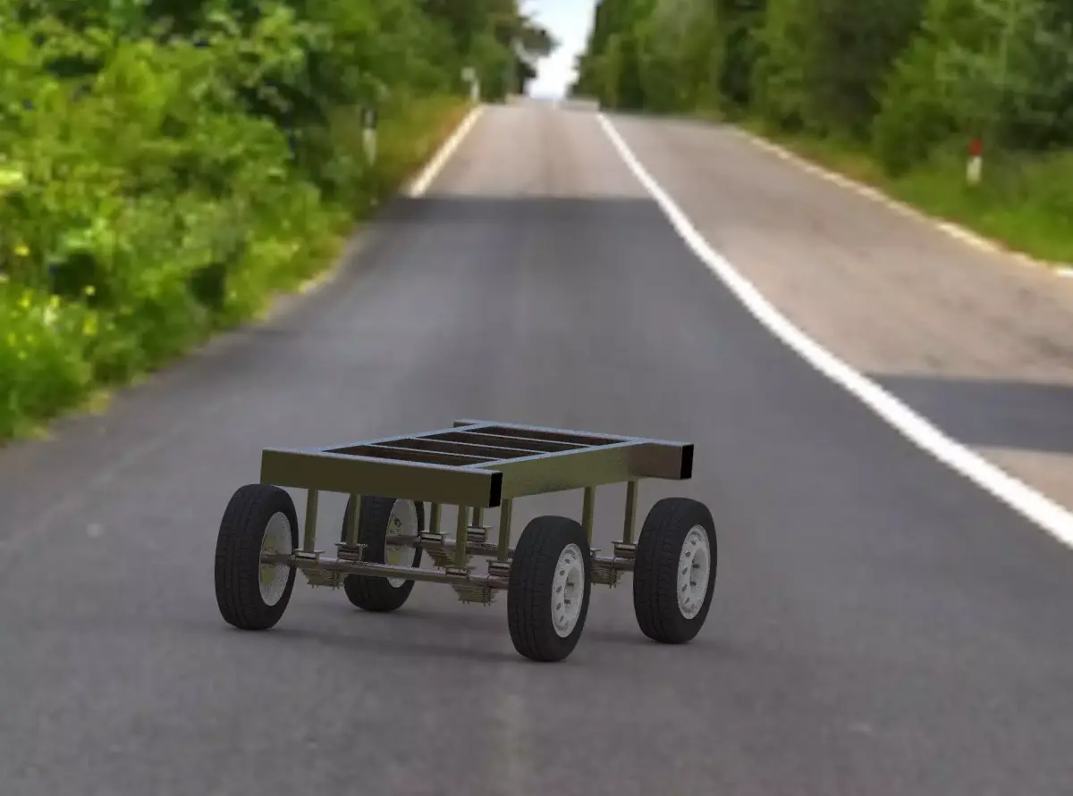 Dolly Chassis with Suspension and Tyre and Braking assembly Low-poly 3D model