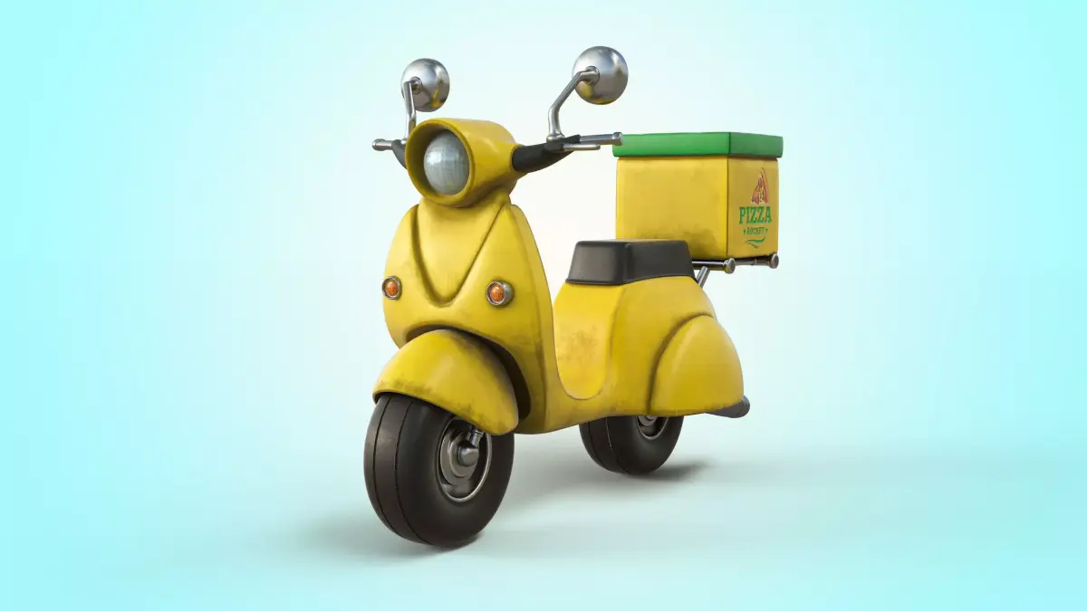 Cartoon Vespa Pizza Delivery  Low-poly 3D model