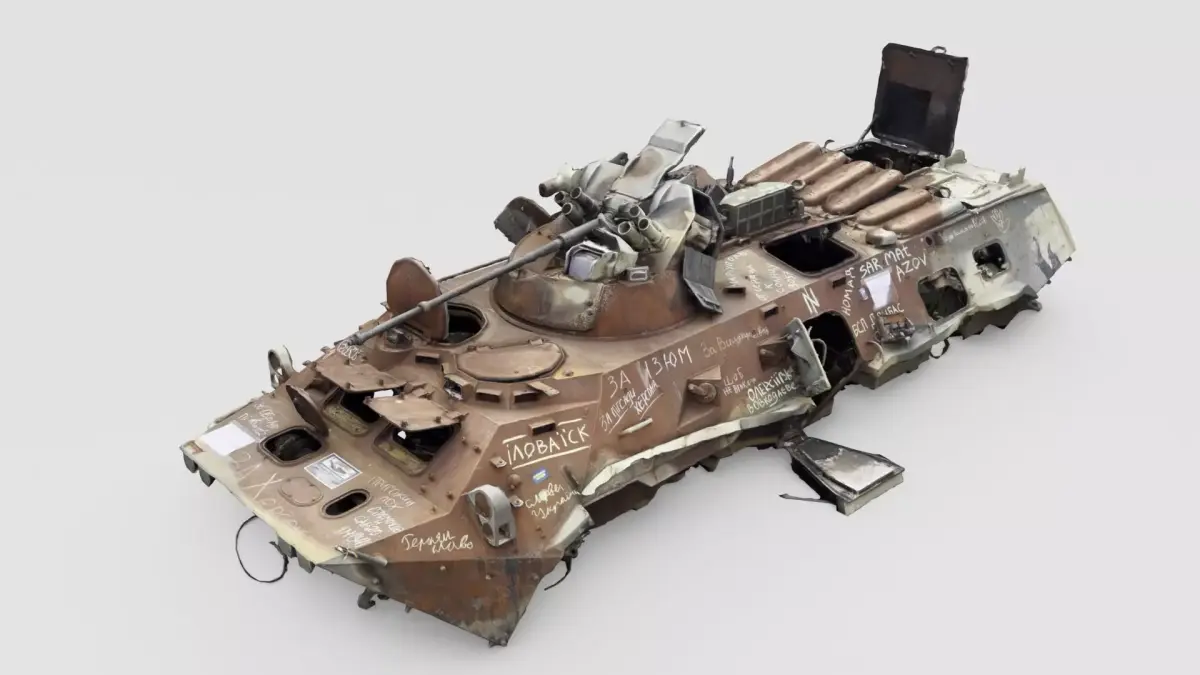 Destroyed BTR-80 wheeled amphibious armoured personnel carrier 3D model order