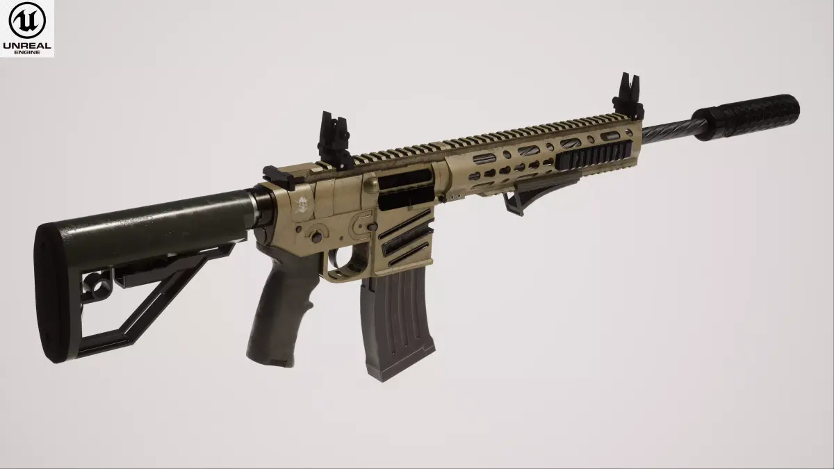 Assault Rifle 2 Used Low-poly 3D model