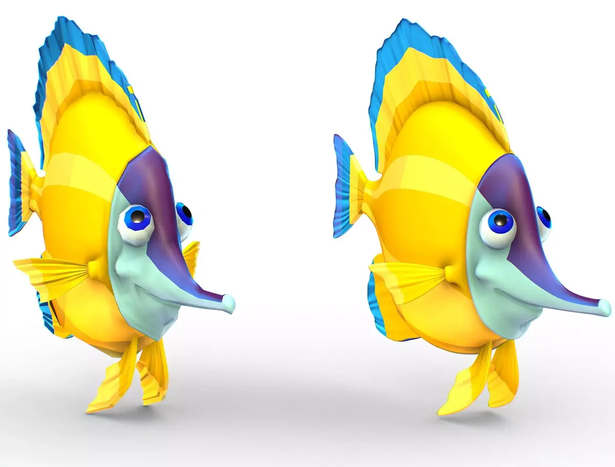 Hi-Poly Subdivision 3D Model Fish Low-poly 3D model