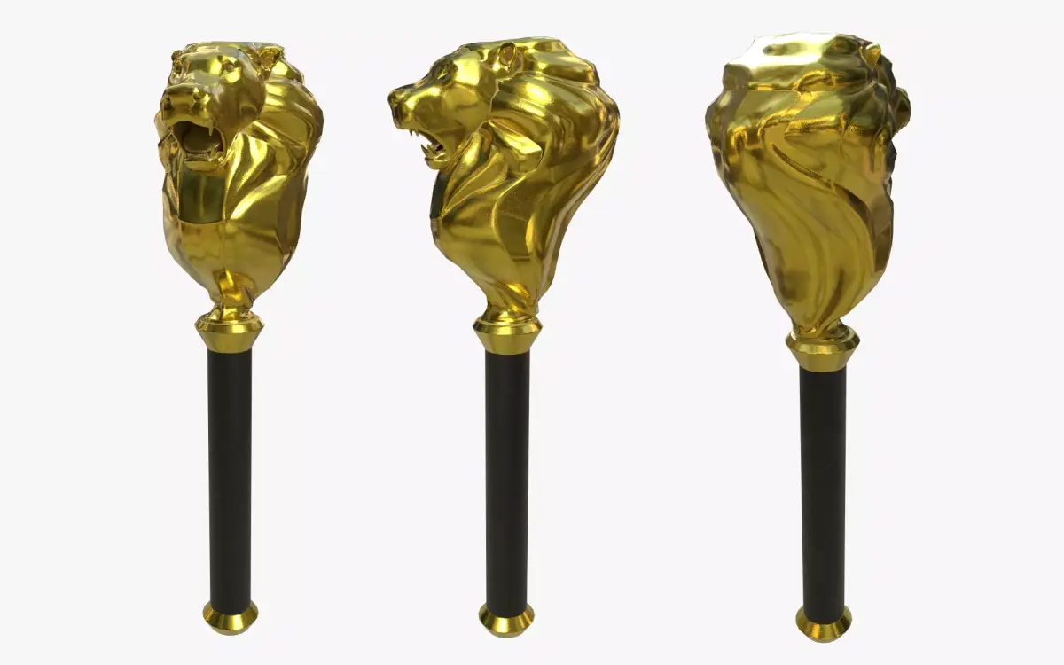 Golden Staff  Low-poly 3D model