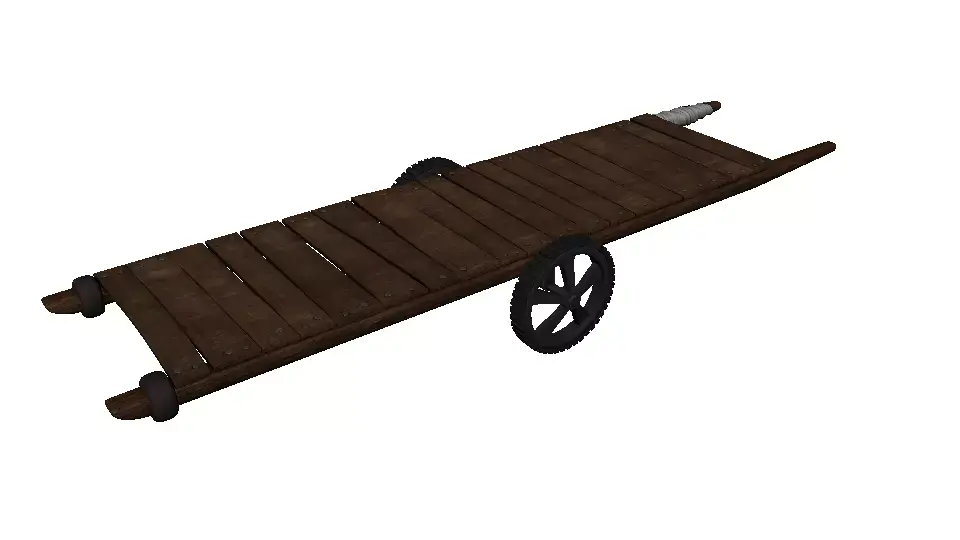 handcart wooden cart Low-poly 3D model
