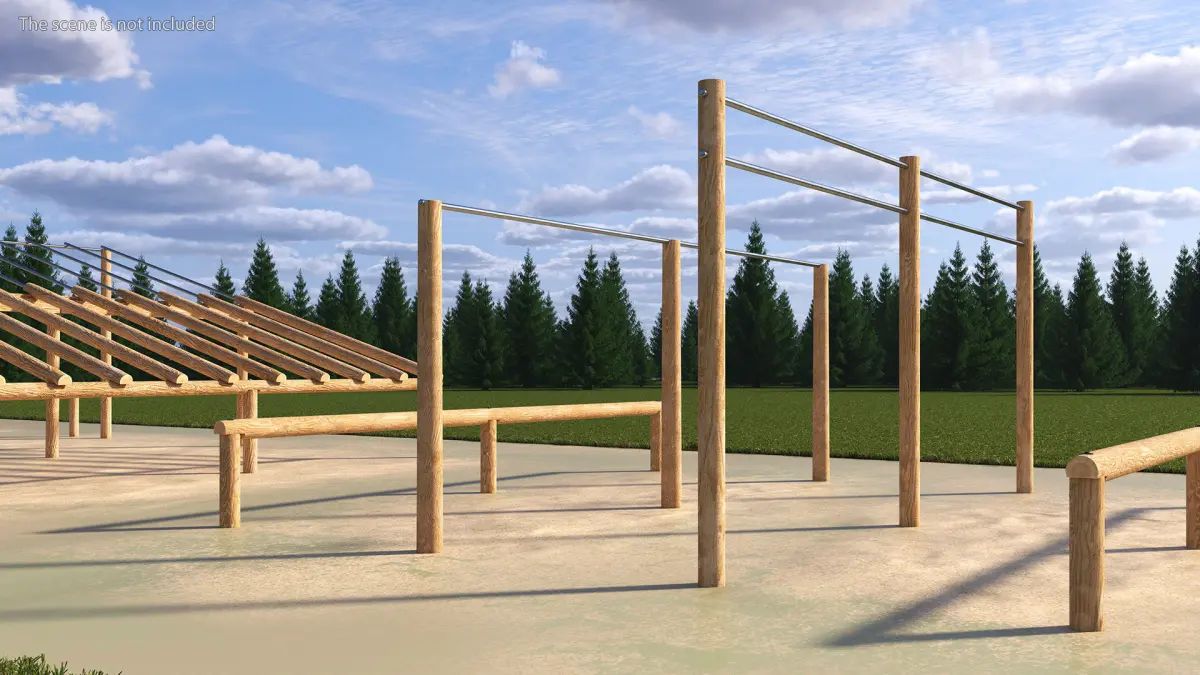 Outdoor Wooden Sports Crossbars 3D model