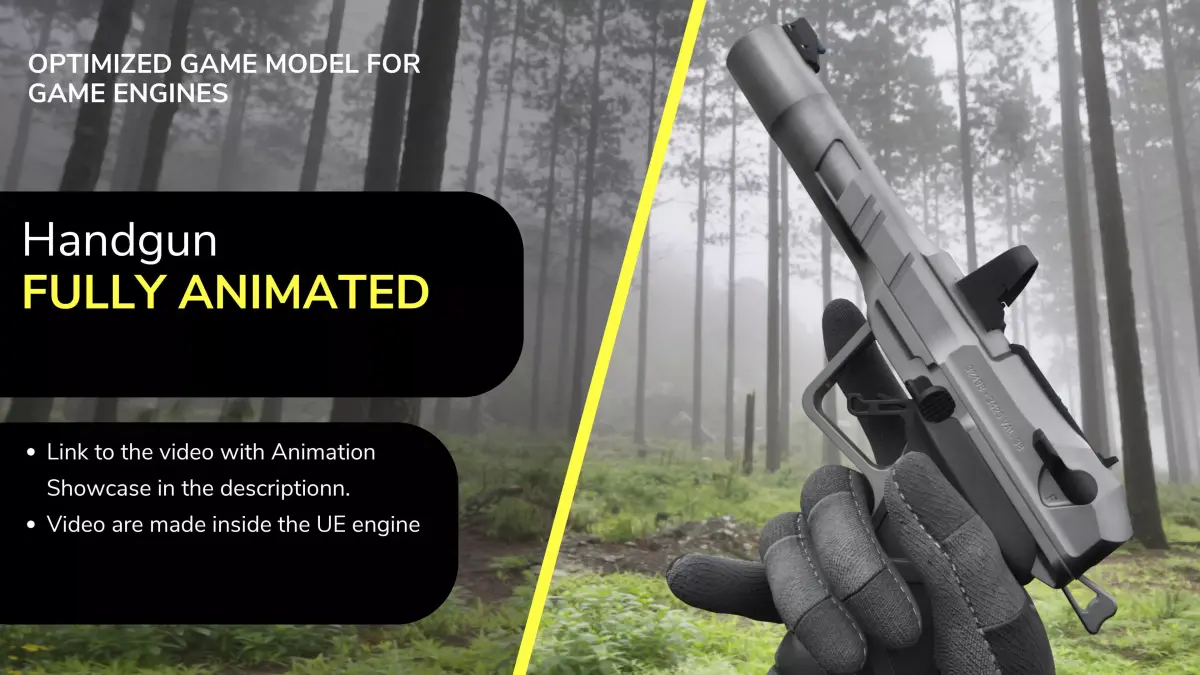 Pistol  Handgun Ionet Mk 4 FPS Animation Low-poly 3D model
