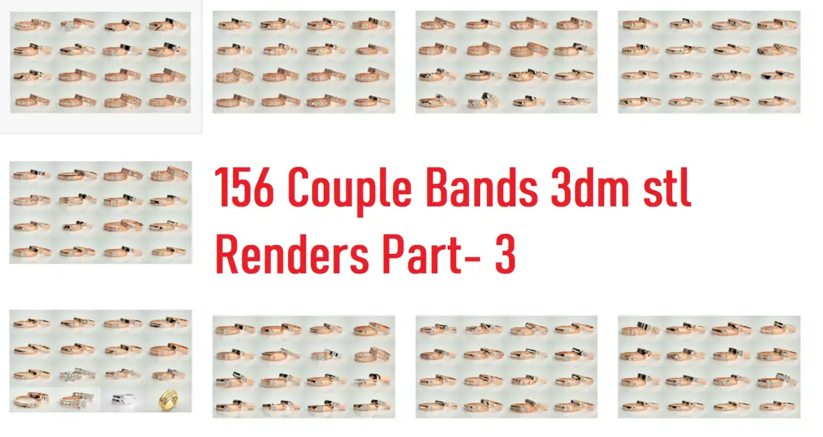 156  Couple Band Ring 3dm stl render detail Part-3 3D Model Pack