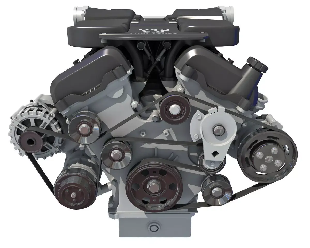 V12 Engine with Internal Parts 3D model