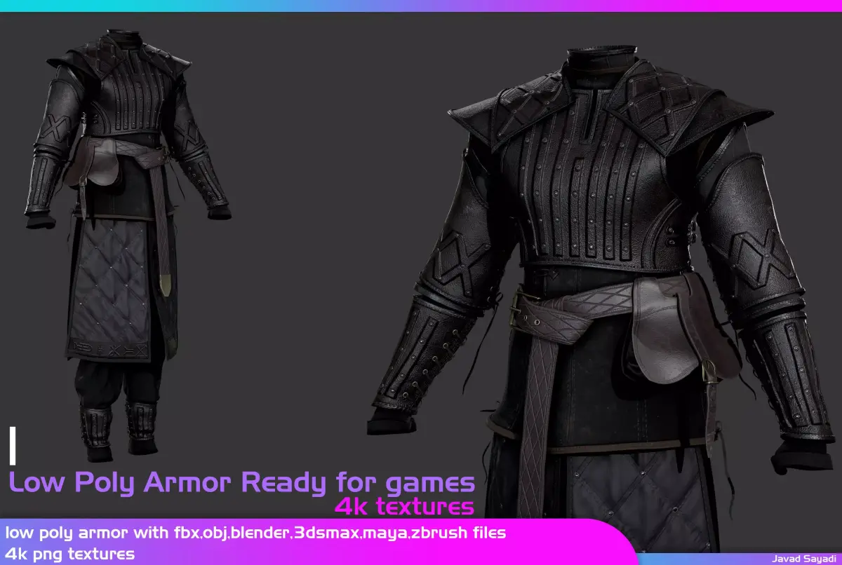 low poly game ready armor for games Low-poly 3D model