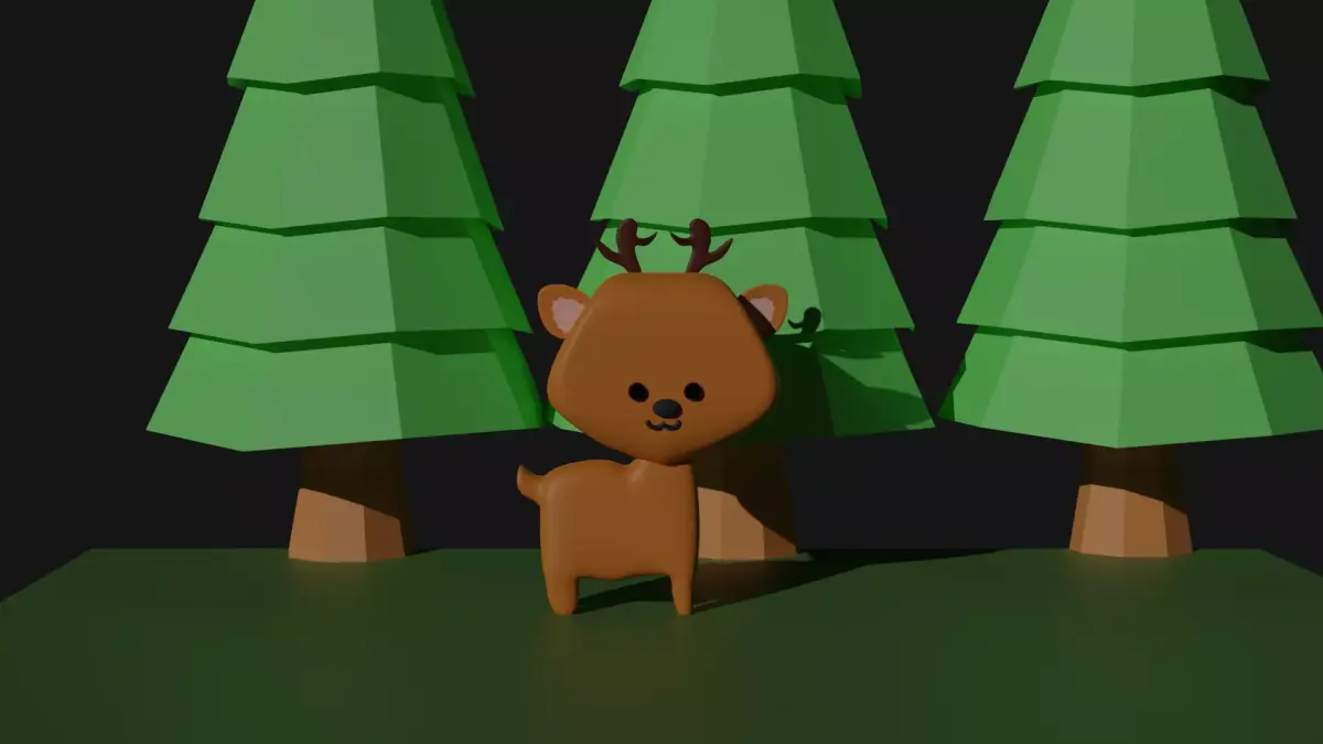 Lowpoly cartoon Deer  Low-poly 3D model