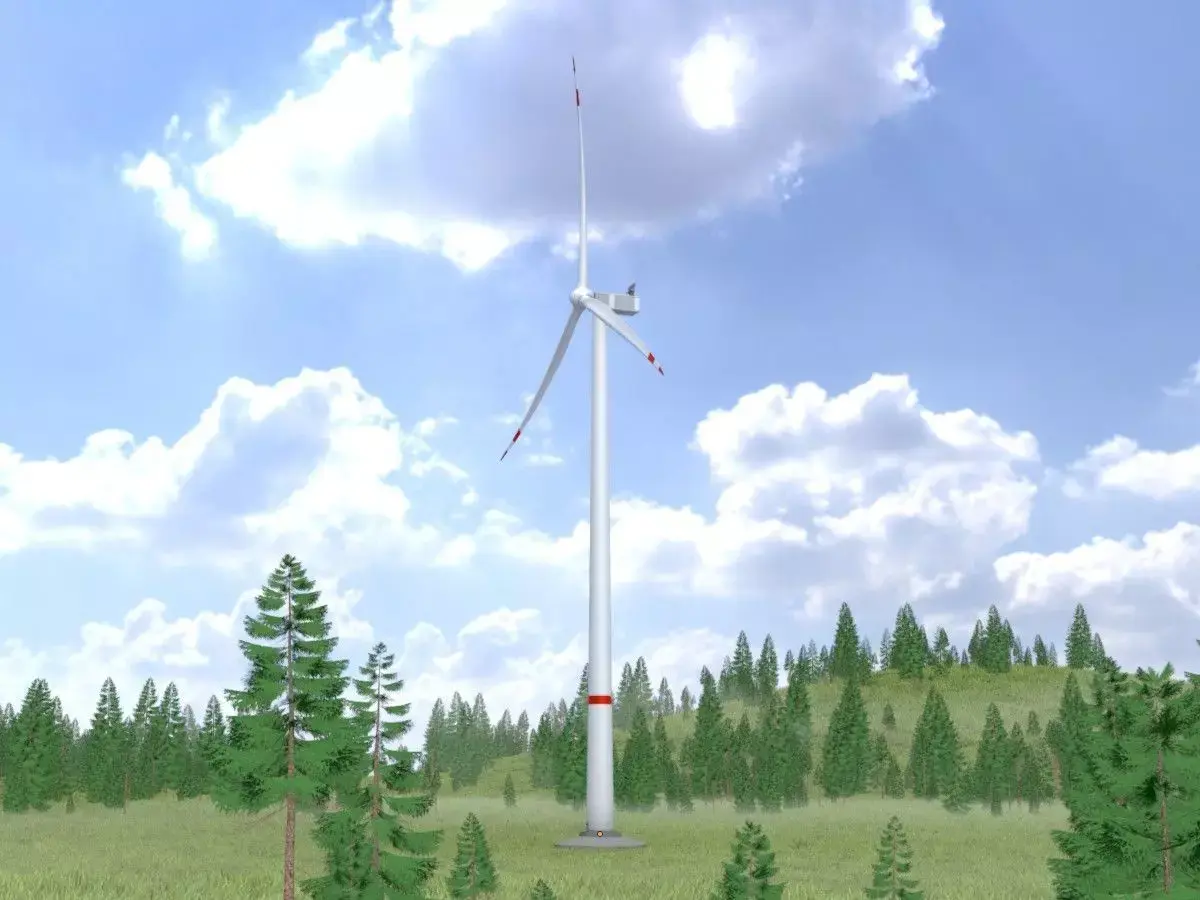 Wind-turbine with foundation V1 H-175 RD 172 m Low-poly 3D model