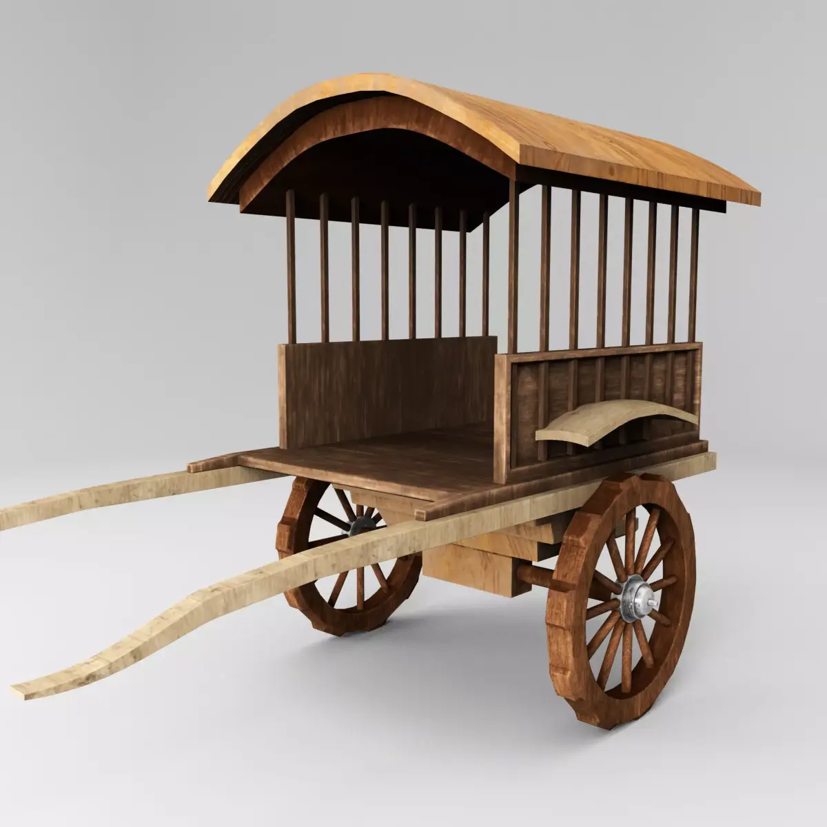 Medieval Wooden Horse Cart 3D model