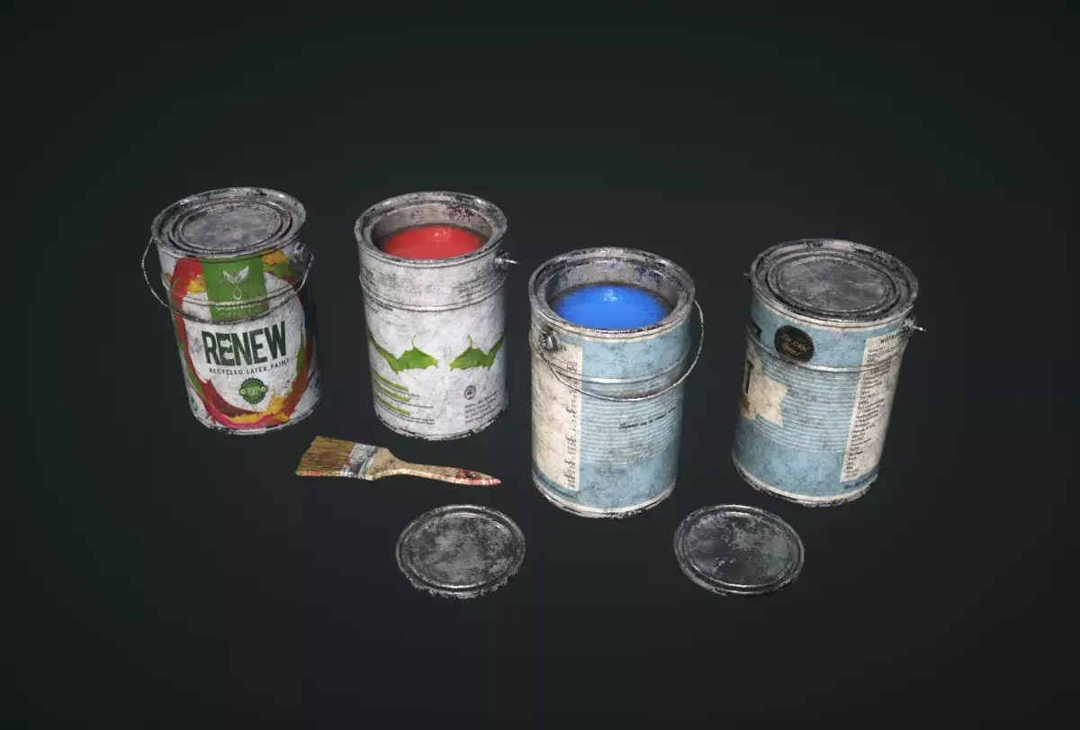 Cans Paint Low-poly 3D model