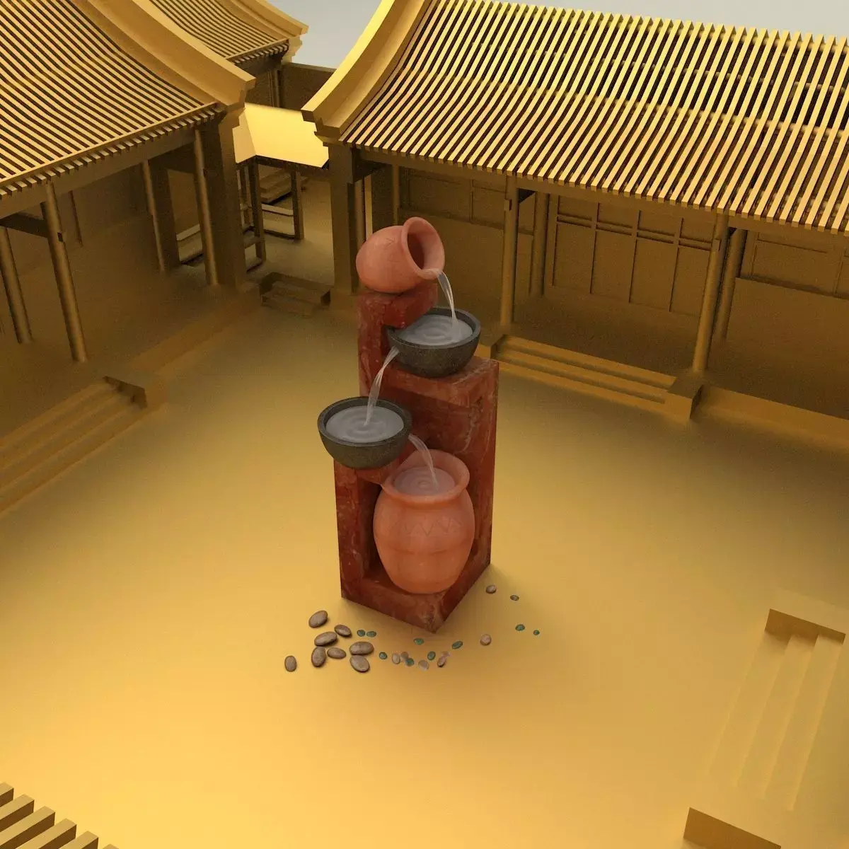 Chinese courtyard house Siheyuan 3D model