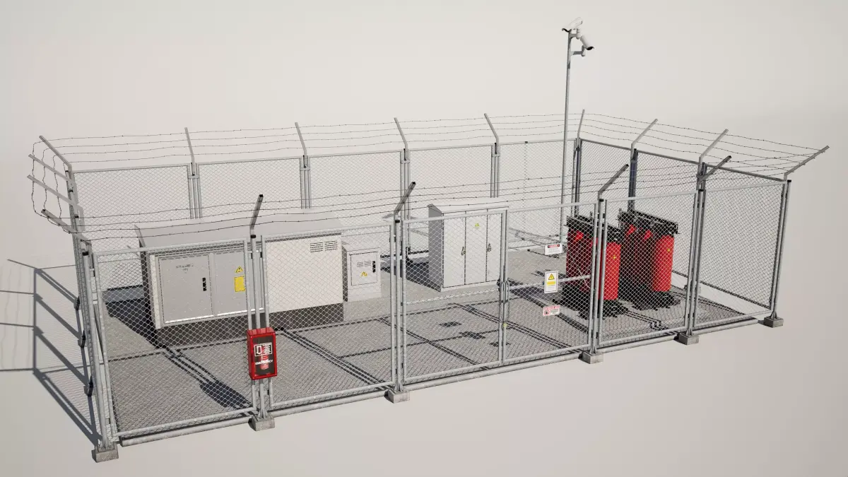  Electrical Substation Low-poly 3D model