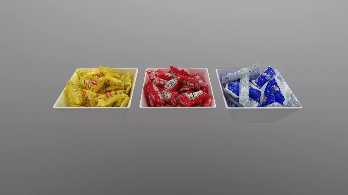 Ketchup Mayo and Mustard Packets - High-Quality 3D Models 3D model
