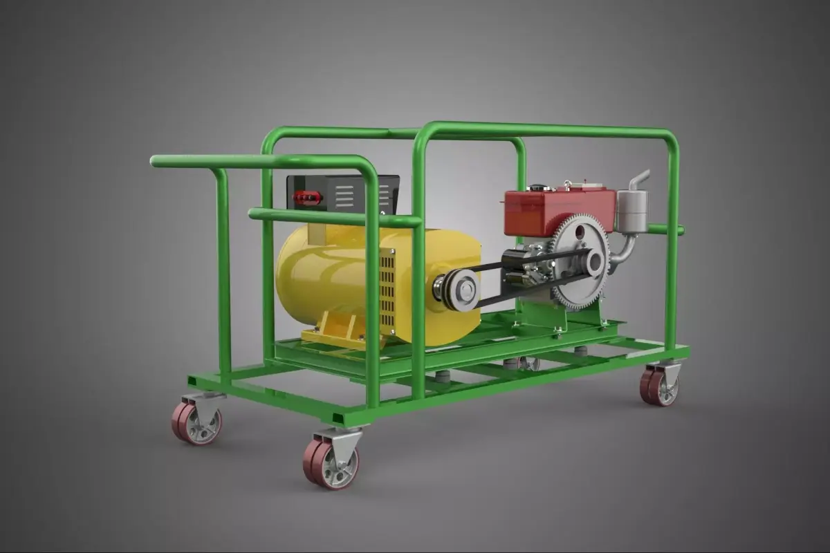 PORTABLE CASTER WHEELED DIESEL ENGINE POWER GENERATOR SET GENSET 3D model