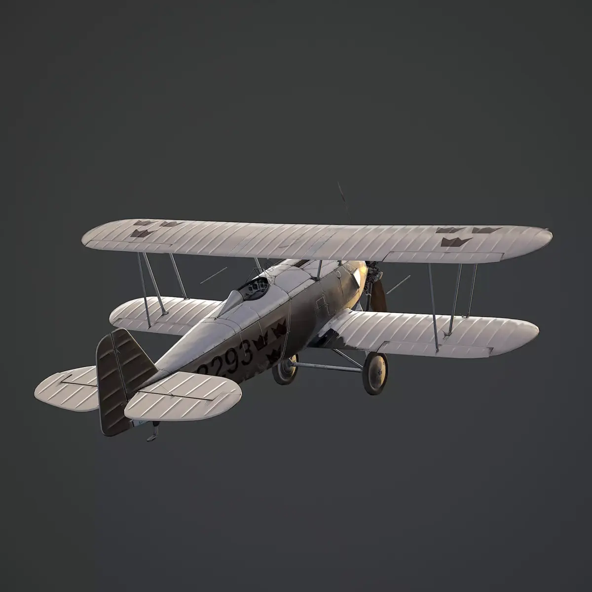 Plane J6B Jaktfalken Swedish air force 1929 Low-poly 3D model