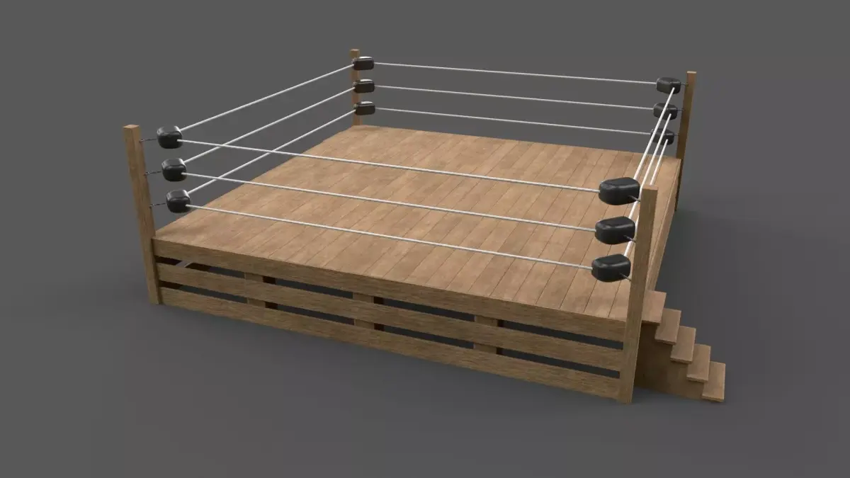 PBR Modular Wood Wrestling Rings 20ftx20ft Low-poly 3D model