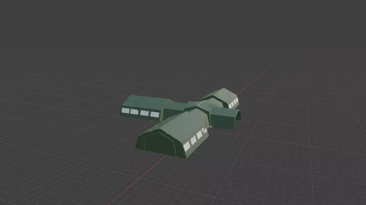 Military Field Kitchen 24 x 18 Pitching Space  Low-poly 3D model