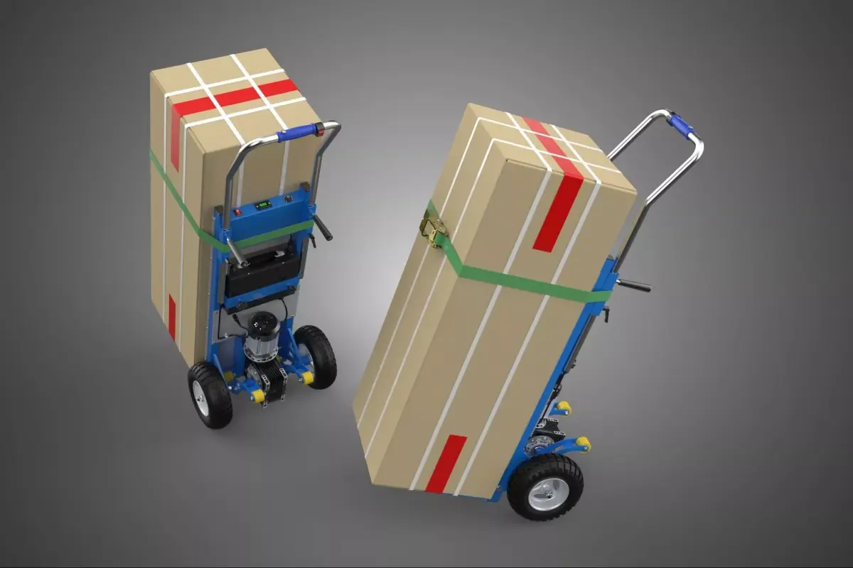 ELECTRIC HAND TRUCK STAIR CLIMBER CARGO PACKAGE BOX RATCHET TILT 3D model