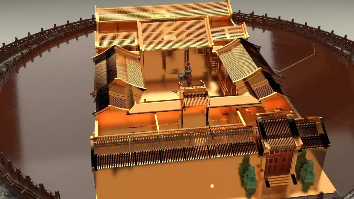 Chinese courtyard house 3D model 4