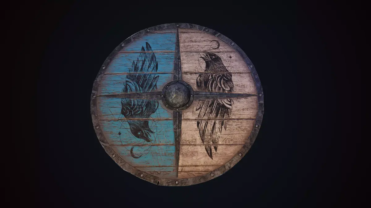 Viking shield Low-poly 3D model 34