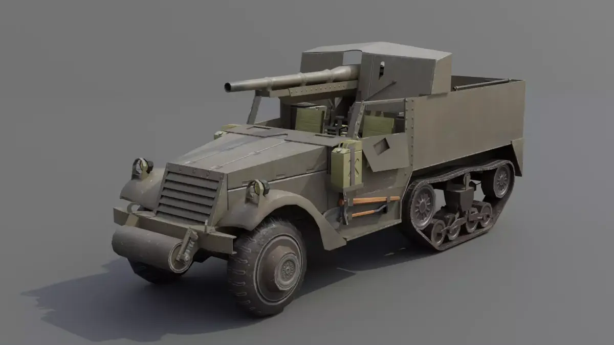 M3 GMC 75mm Halftrack Low-poly 3D model