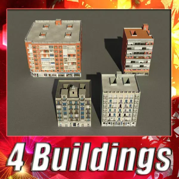 Building Collection 81-84 Low-poly 3D model