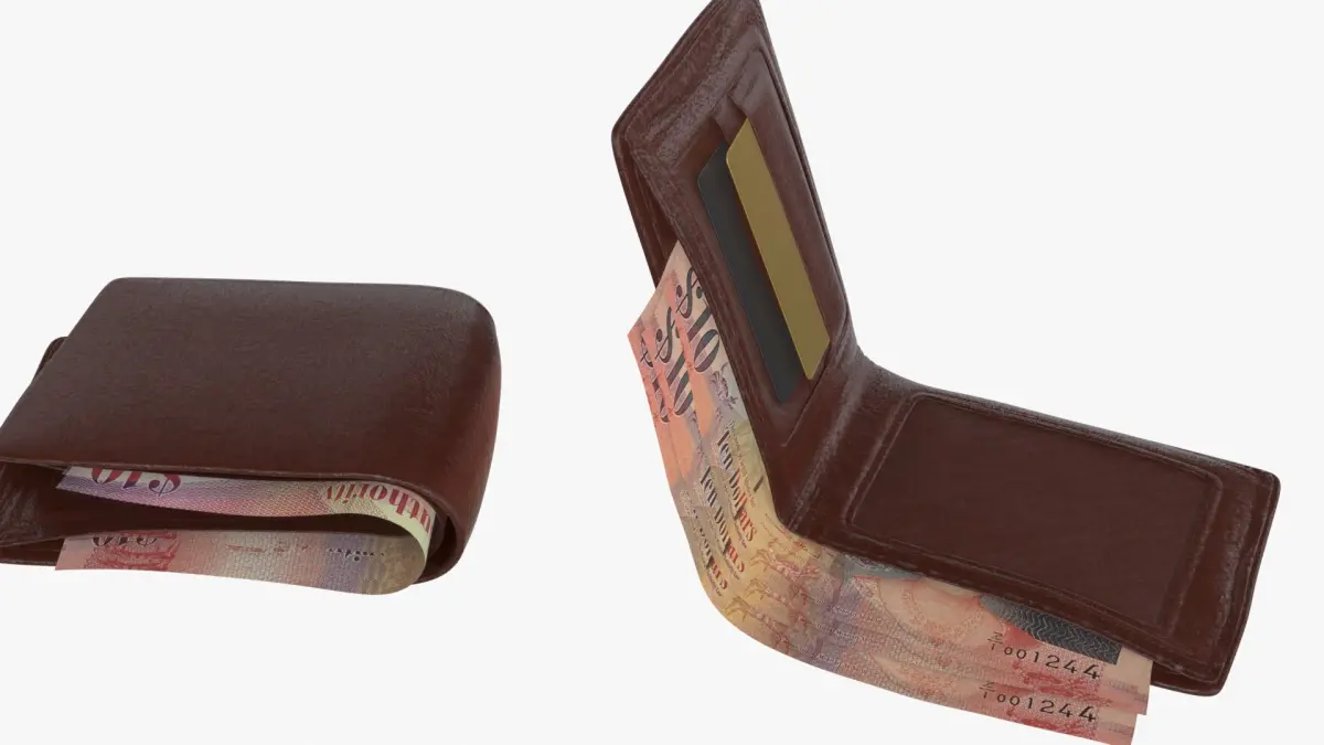 Cayman Islands British 10 Dollar Wallet Money Purse 3D model