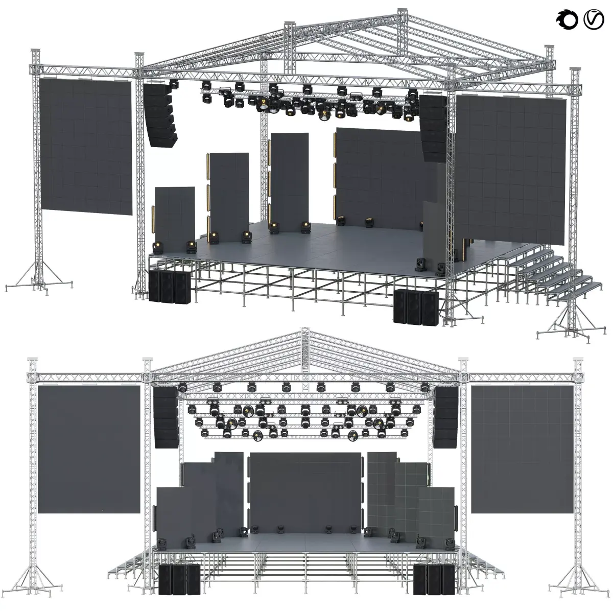 Prefabricated stage with equipment 2 3D model