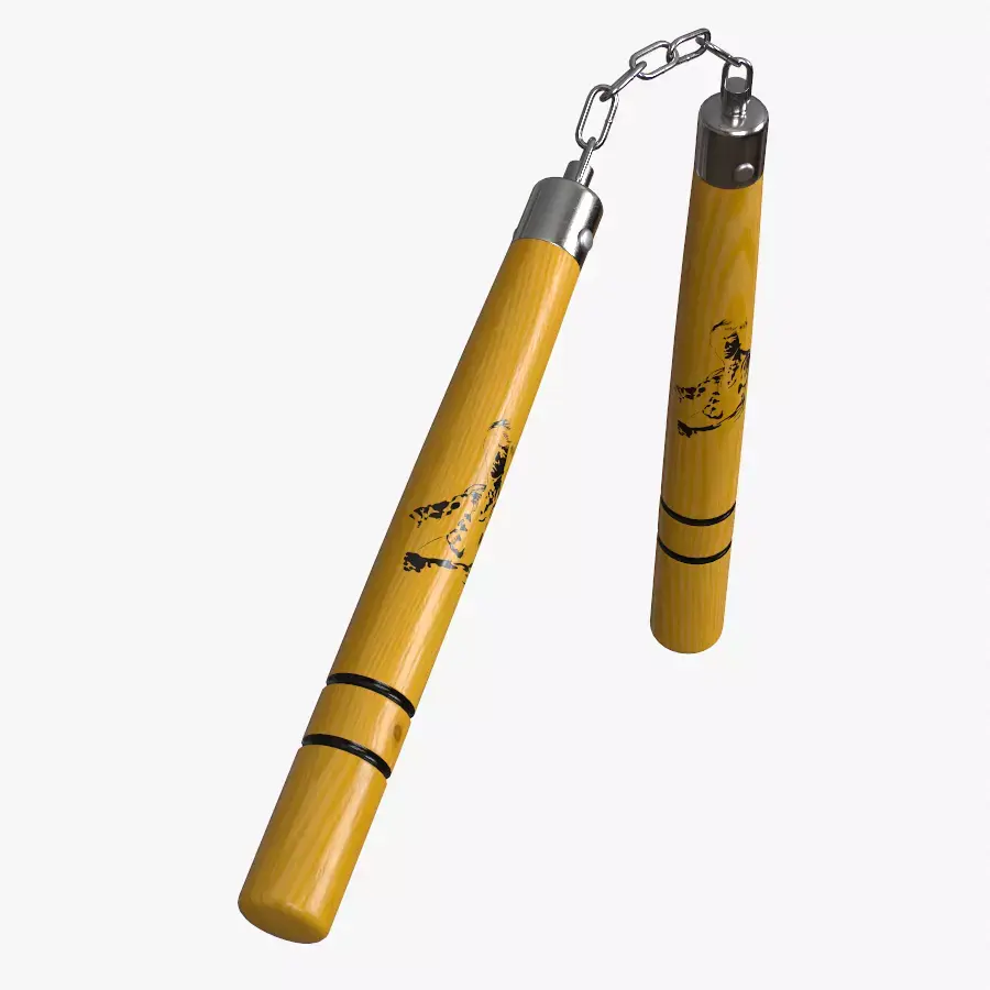 Nunchaku Bruce Lee in wood Low-poly 3D model