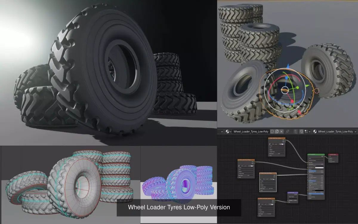 Wheel Loader Tyres High and Low-Poly Version 3D Model Pack