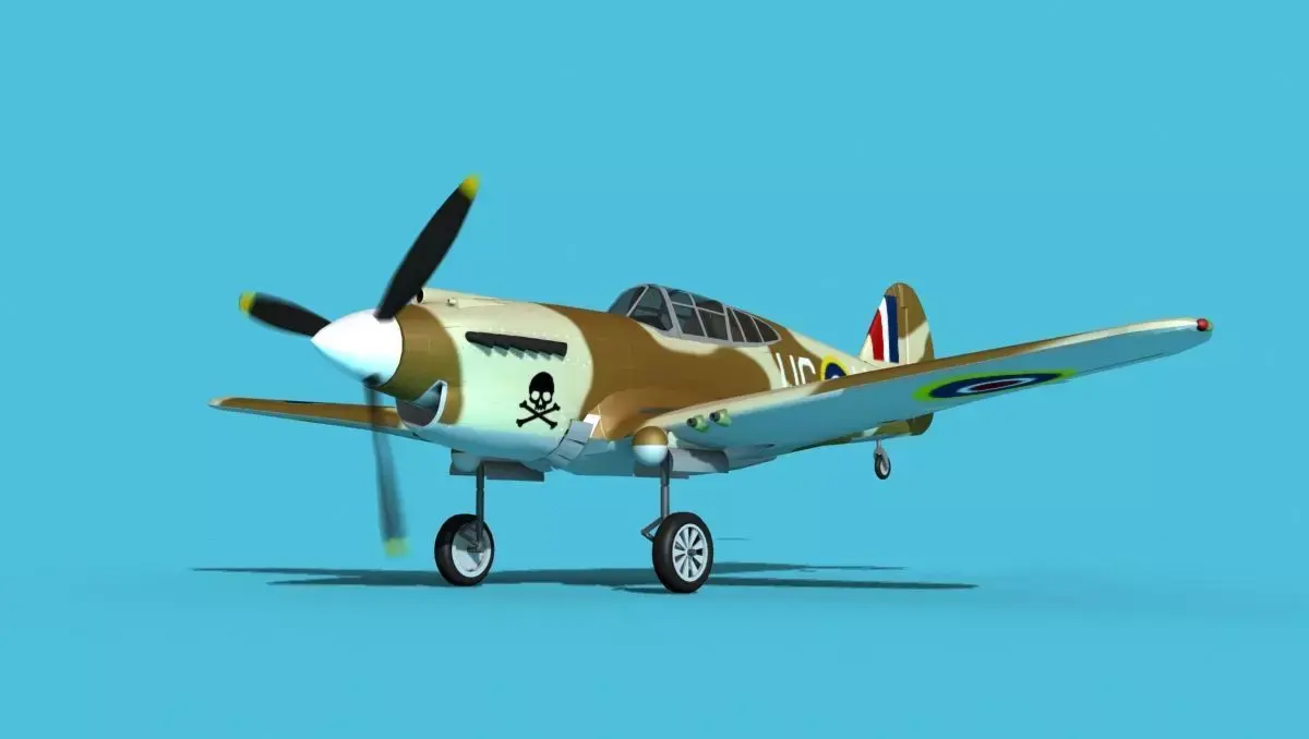 Curtiss P-40B Tomahawk V05 RAF 3D model