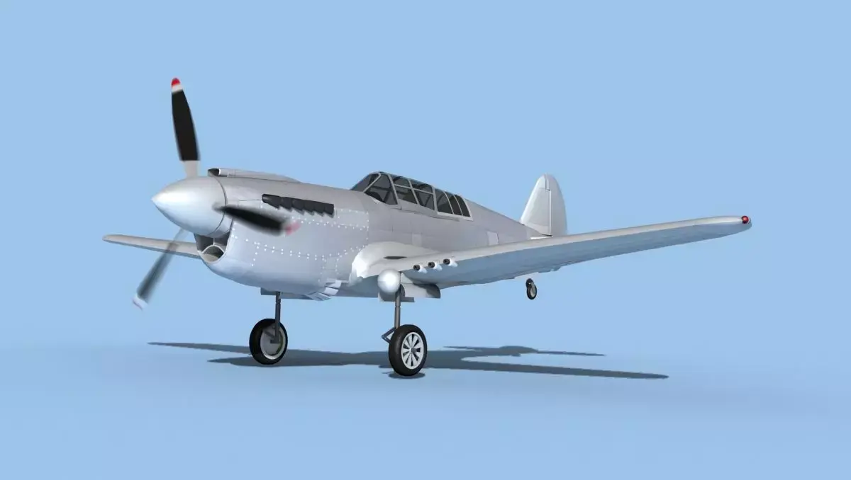 Curtiss P-40N Warhawk Bare Metal 3D model
