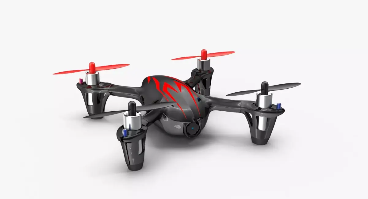 Hubsan X4 H107C BlackRed Low-poly 3D model
