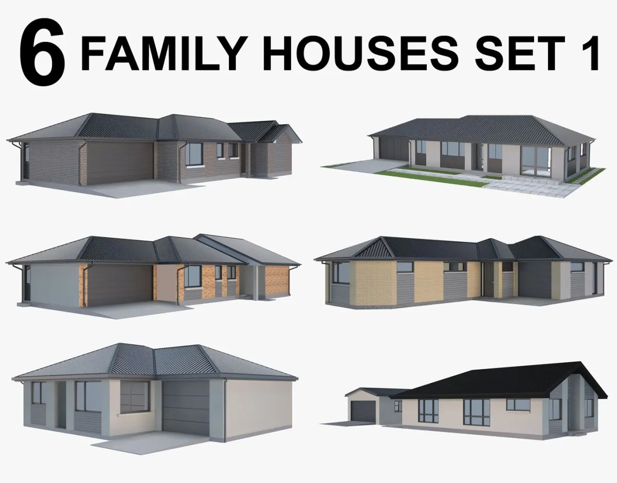 Family Houses Set 1 3D model