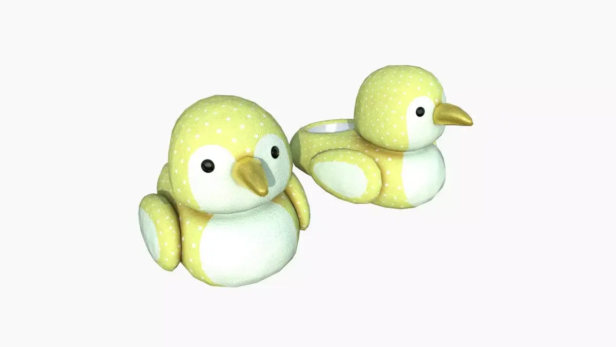 Slippers J05 Yellow Bird - Costume Character Design Low-poly 3D model