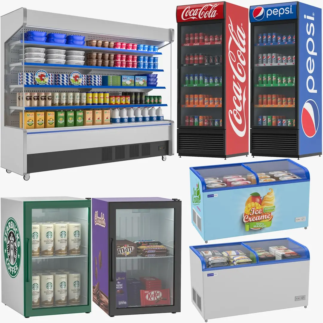 Supermarket Refrigerator Collection 3D model